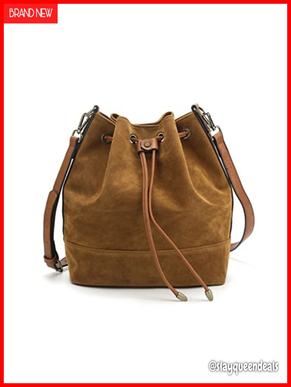 Vegan Suede Leather Bucket Bag Crossbody Shoulder Purse for Women